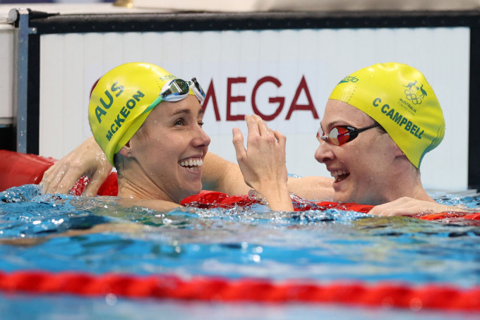 澳洲奪女子4x100米混合泳接力金牌。網上圖片