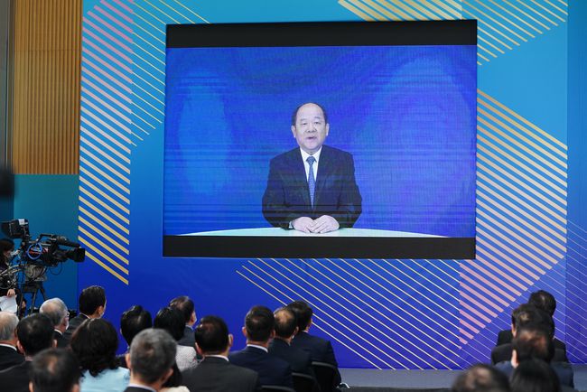 國家發展改革委副主任寧吉喆通過視頻致辭。新華社資料圖片