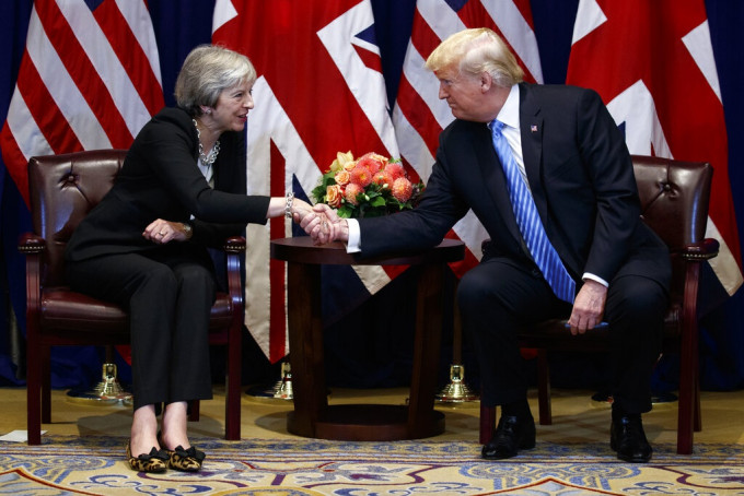 英国首相文翠珊与美国总统特朗普。AP资料图片