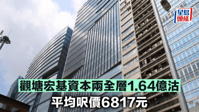 觀塘宏基資本兩全層1.64億沽 平均呎價6817元