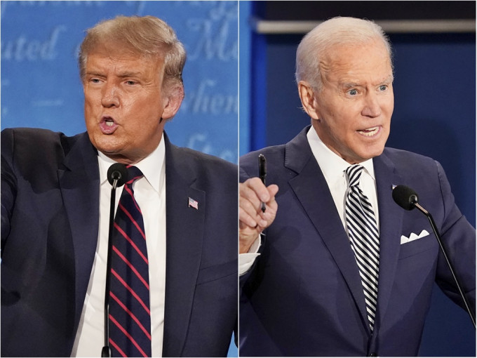 美国总统大选辩论昨日（29日）晚上开始，CNN民调指六成人觉得拜登（右）表现优胜于特朗普（左）。AP图片