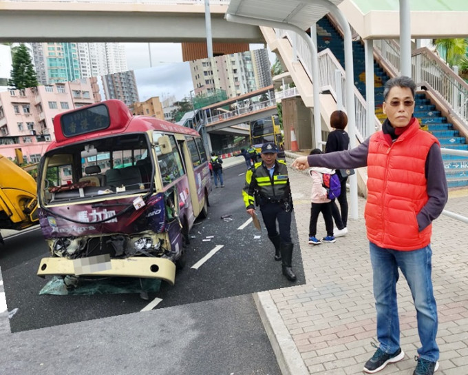 乘客楊先生批評現場經常發生車禍，建議將小巴站重置於較前位置。