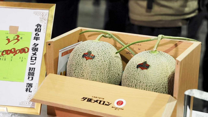 今年的夕張蜜瓜競標價未能破紀錄，最高價的2個以300萬日圓成交。網上圖片