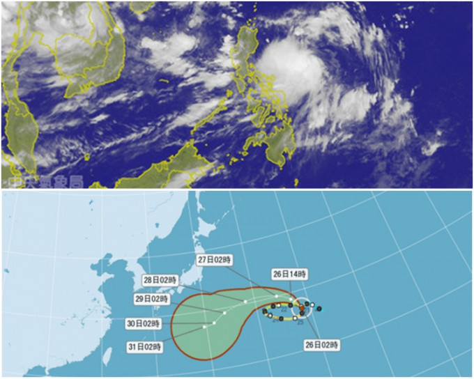 热带风暴「纳沙」今日今日形成；下图：日本以南台风「奥鹿」路径成爲关键