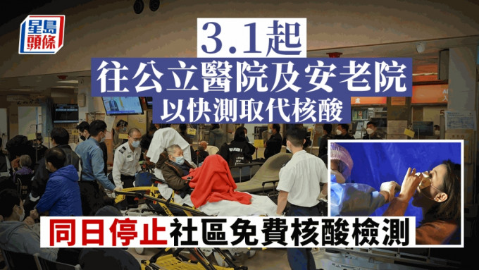 政府3月1日起停止社區檢測網絡提供免費核酸檢測服務，及縮減核酸檢測運作規模。