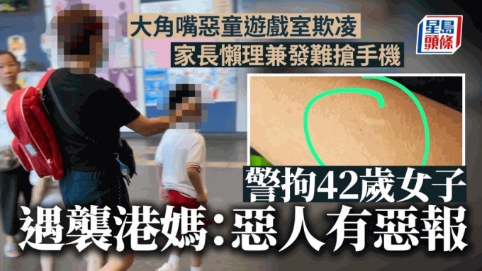 大角嘴恶童家长抢手机案 警拘42岁女子 遇袭港妈：恶人有恶报