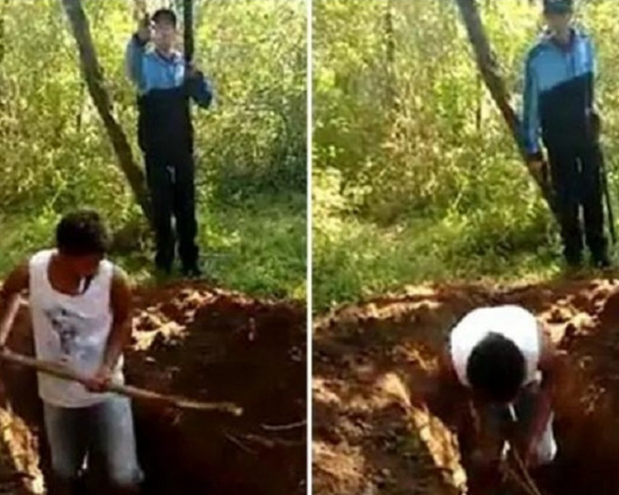 堂兄弟掘完坟墓后被枪杀。网上图片