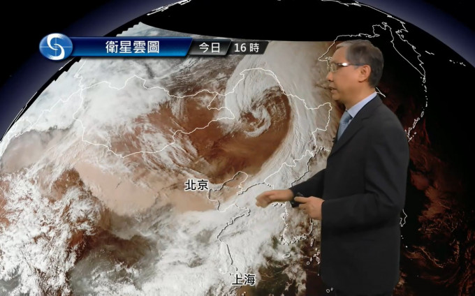 华北的沙尘暴可以在卫星图像上看到。天文台截图