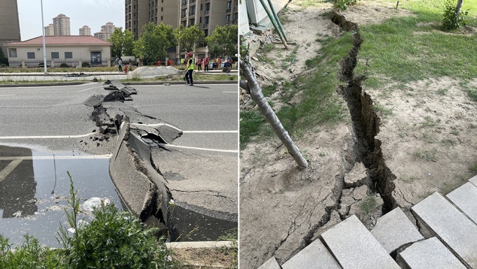 天津碧桂园部分地区出现地裂，夸张得仿如发生过地震。