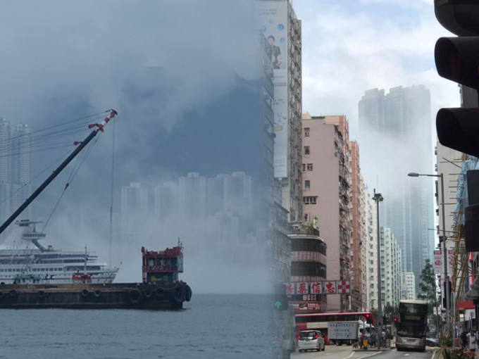 本港被薄霧籠罩。網民Simon Lai‎圖片/網民Eddie Wong圖片