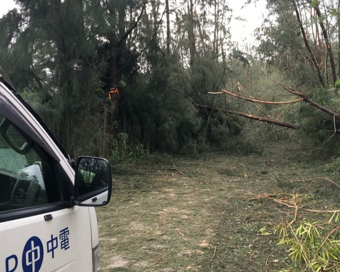 現場道路出現樹木倒塌或其他原因受阻封路。中華電力有限公司圖片