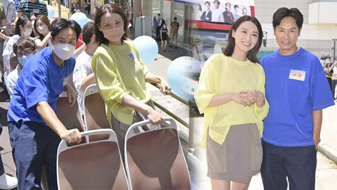 郭晋安与陈炜出席「为香港喝采」花车巡游，为TVB剧集《回归》宣传。