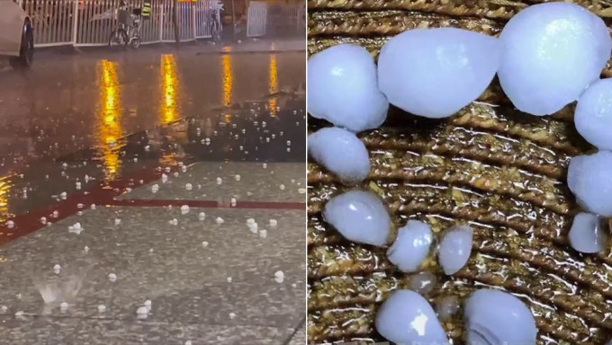 北京發黃色冰雹預警，多區現乒乓球般大小冰雹。