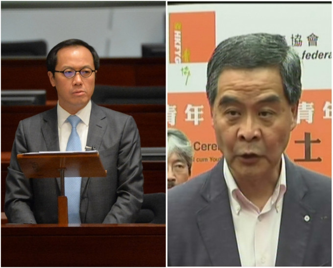 梁振英（右）形容梁继昌（左）既是报案人，又做主控官，更是陪审员。