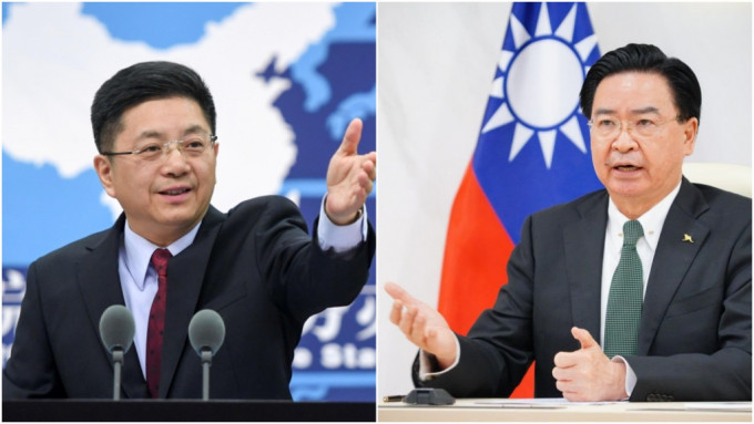 国台办发言人马晓光（左），台湾的外交部长吴钊燮（右）。
