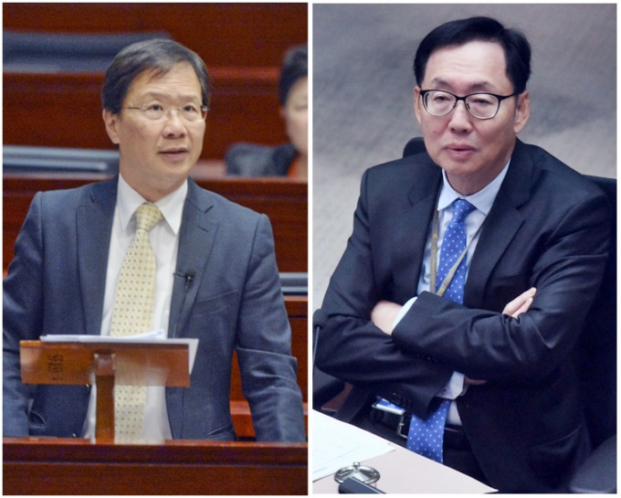 郭家麒（左）批評陳健波處理撥款時「皇帝唔急太監急」。資料圖片