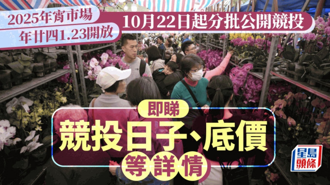 農曆年宵市場明年1月23日舉行 本月22日起分批公開競投（附地點、底價詳情）