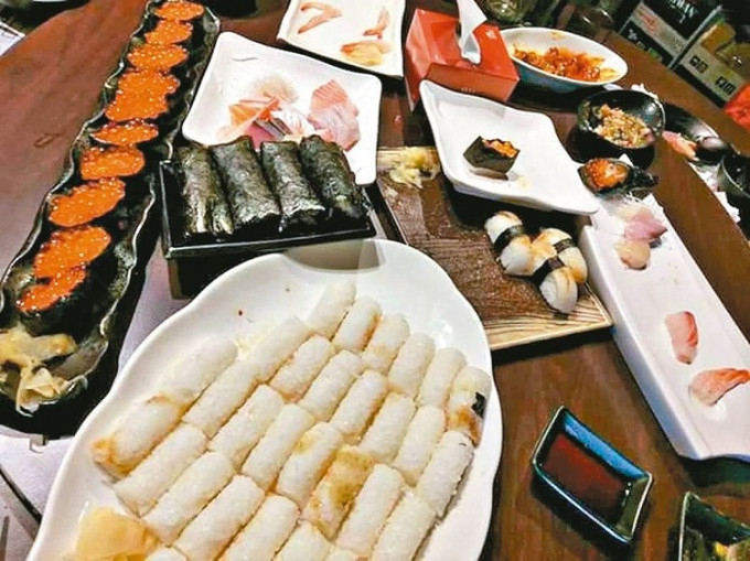 台湾曾有顾客食剩一枱寿司，只吃鱼生不吃饭。爆怨公社图片