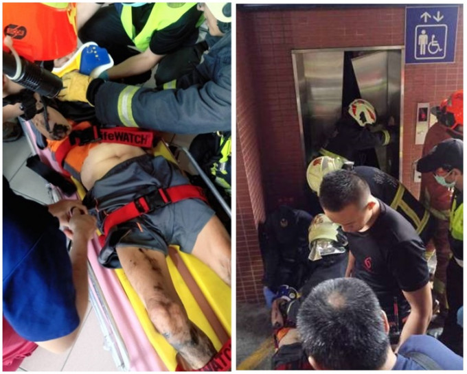男子被救地面後送往醫院急救。網圖