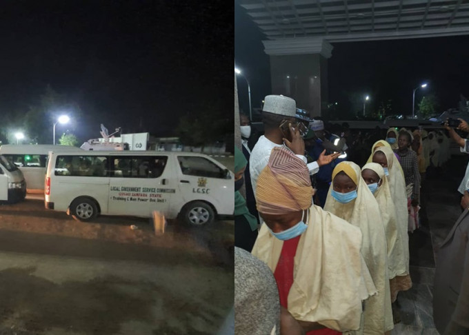 部分日前被擄走的尼日利亞女學生，由政府車輛接走。Dr. Bello Matawalle twitter圖片