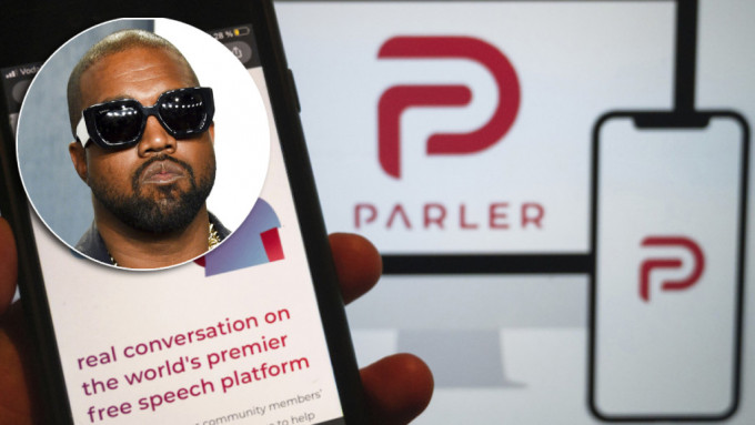 Kanye West表示将收购保守派社交媒体Parler。AP资料图片