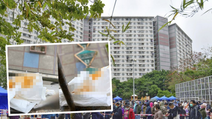 有居於新翠邨網民指樓上住戶拋下疑沾有大便的廁紙(小圖，網上圖片)。背景為資料圖片