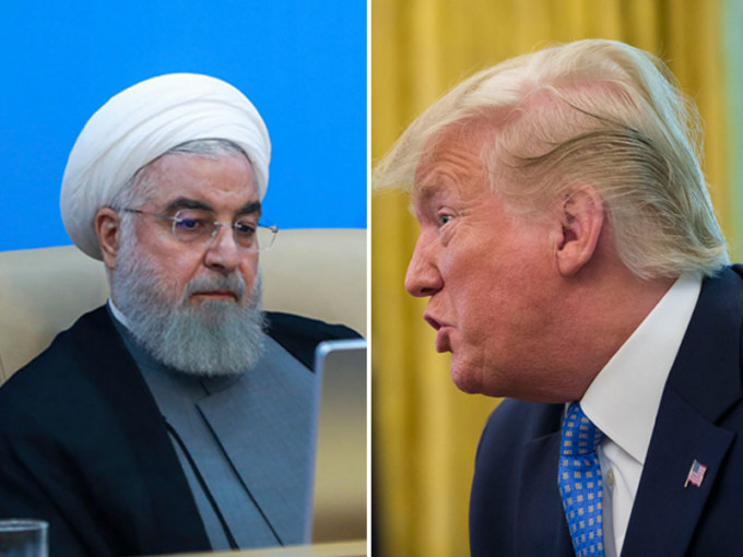 伊朗總統（左）斥白宮都是智障，特朗普（右）反擊指美國能讓伊朗消失。（網圖）