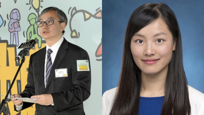 创科局副局长锺伟强(左)和政治助理张曼莉(右)致歉。资料图片