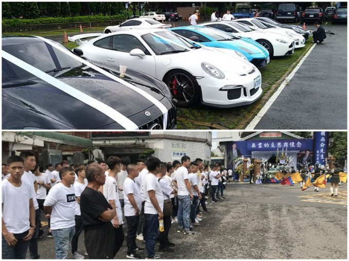 台黑富二代槍擊犯出殯， 過100輛跑車送行。網圖