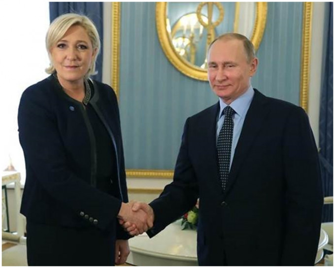 瑪琳勒龐一直公開呼籲要跟俄國總統普京加強聯繫，保持友好關係。AP圖片