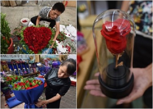 有花店推出乾燥玫瑰花，讓單身人士可以買花送給自己。 網上圖片