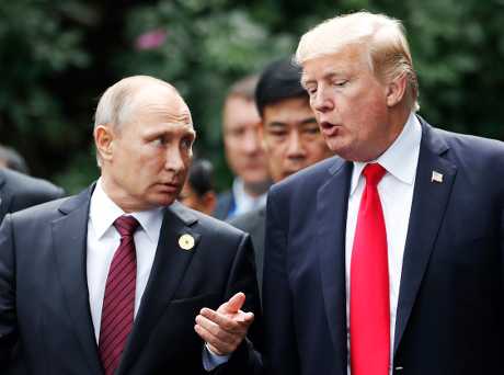 （左起）俄羅斯總統普京和美國總統特朗普。AP