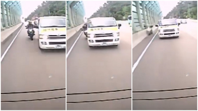 電單車與客貨車相撞一刻。fb馬路的事討論區 Bosco Chu