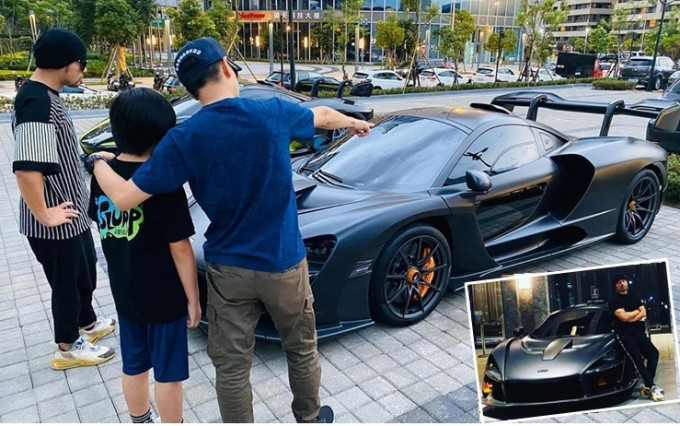 林志颖带儿子Kimi赏车，踼爆车主系周杰伦。