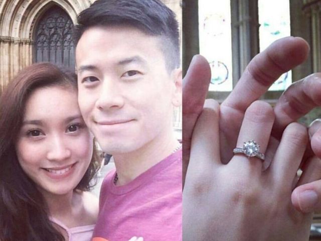 去年7月陳宇琛求婚成功，並晒鑽戒。
