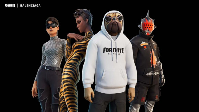 Balenciaga与綫上游戏平台Fortnite首度合作，游戏角色Doggo、Ramirez、Banshee和Knight均变身宣传企划主角。