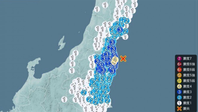 日本福島縣外海發生5.1級地震。