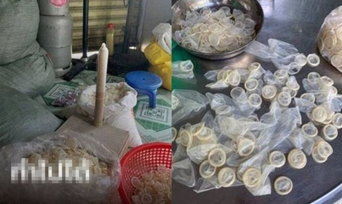 越南工廠回收32萬個二手避孕套。 網圖