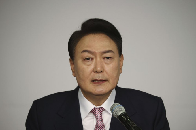 南韩新总统尹锡悦发表演说。AP图