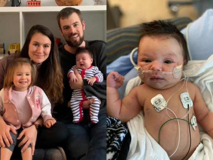 加拿大女嬰出生後五日確診入ICU四日，奇迹戰勝新冠兩周後康復出院。（網圖）