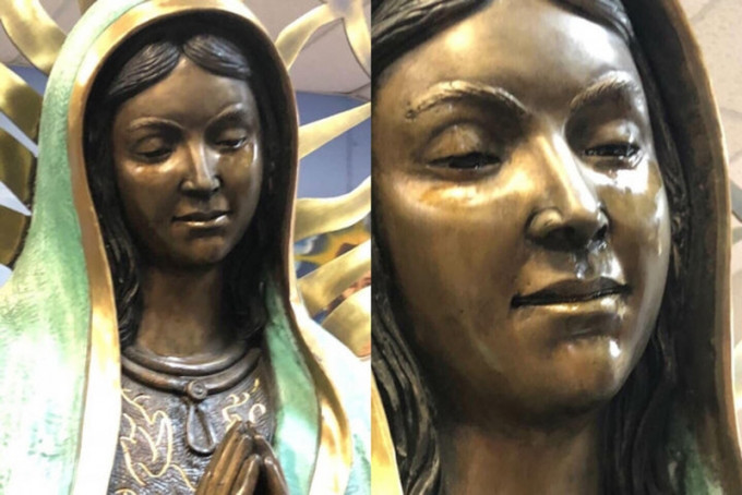美國新墨西哥州一座聖母像不停「流淚」，化驗結果竟是橄欖油。（網圖）