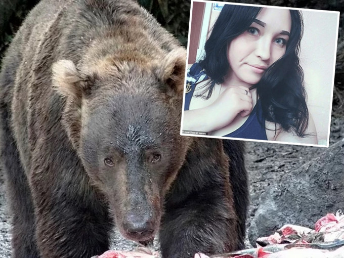 俄女(小图)参加森林婚礼离席后失踪至今，疑遭野熊活吞。网上图片
