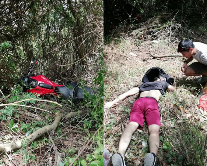 傷者連人帶車剷落山。網民Kim Chan圖片