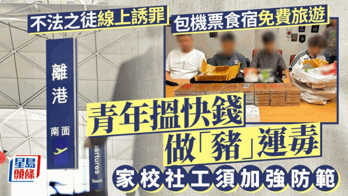 執法部門近月偵破多宗「包機票食宿」，利誘年輕人當「飛機豬」帶毒品返港案件。