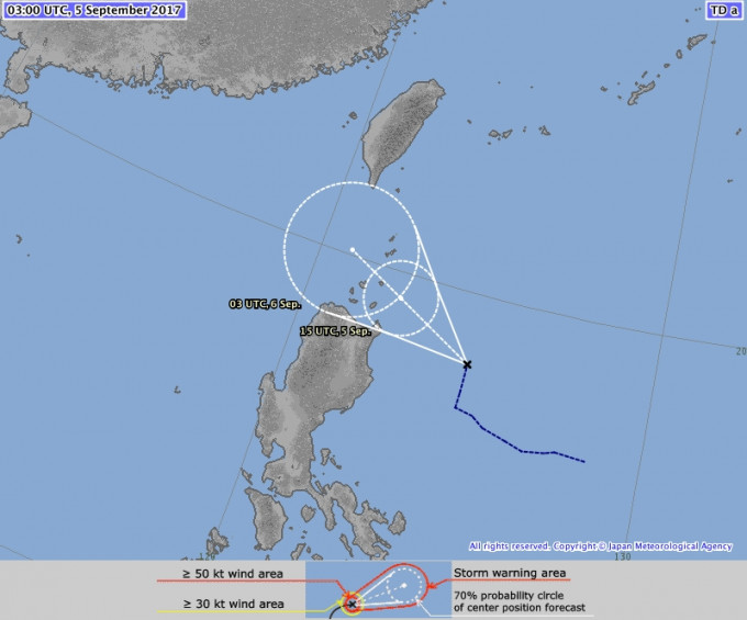 日本氣象廳也預料，氣旋會移進南海。