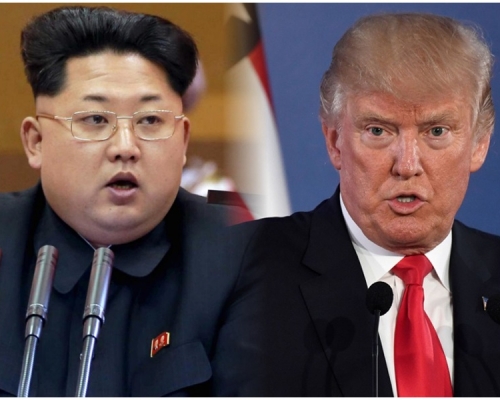 特朗普(右)表示，朝鲜半岛上的「全球问题很有机会解决」。资料图片