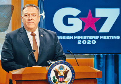 美國國務卿蓬佩奧在七國外長會議上堅稱「武漢病毒」，遭其他成員反對。