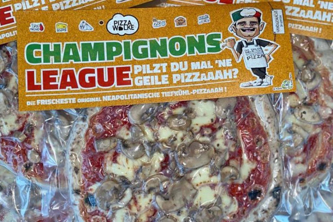 「Champignons League」薄餅被指侵權。網上圖片