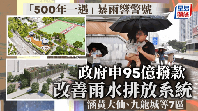改善7區雨水排放系統 政府申95億撥款 九龍城、黃大仙最貴 最快2028年竣工