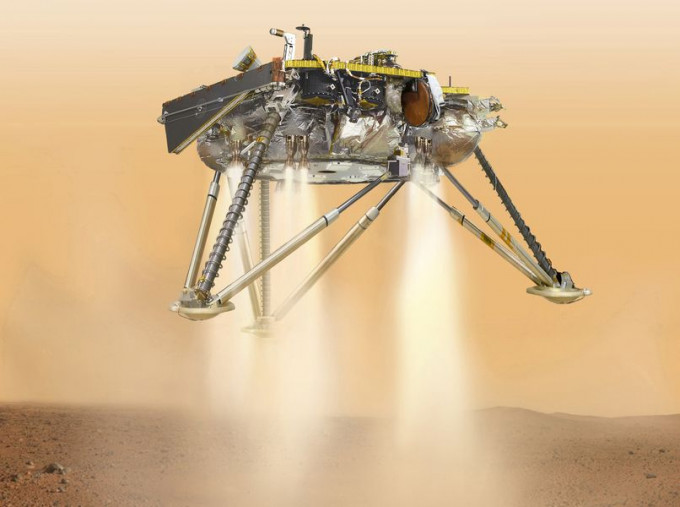 洞察号登陆火星的构想图。NASA